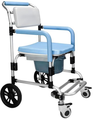 LIBRACTA 4 In 1 Toilettenstuhl, Mit Fahrbarem Toilettenstuhl, Rollstuhl-Dusche-Transportstuhl, Badezimmer-Badestuhl, Badestuhl Für Einfaches Baden,Patiententransferstuhl C