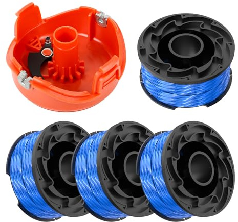 A6441 Trimmer Replacement Spool & A6442-XJ Cover, 0.065/1.6mm 40FT Spool Lines Compatible with Black & Decker GL315, GL337, GL350, GL650, GL651, GL652, GL653, GL655, GL656 (4 Spools+1 Cover)