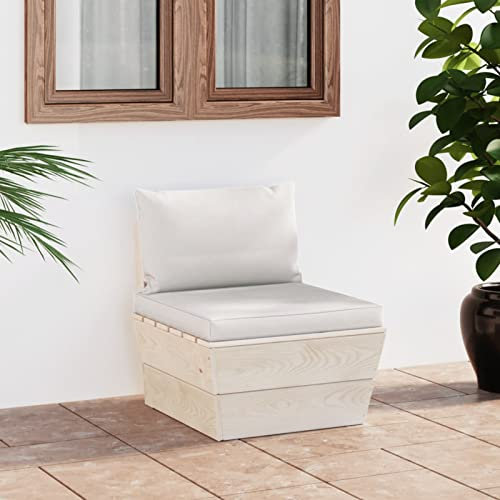 ShGaxin Garten-Paletten-Mittelsofa mit Kissen, Lounge Sofa Outdoor, Garten Loungemöbel, Gartensofa, Gartencouch, Outdoor Möbel Sofa, Imprägniertes Fichtenholz