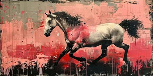 Pferd Malen Nach Zahlen Erwachsene Groß (50X100CM Rahmenlos), Kunst Malen Nach Zahlen Kinder AnfäNger DIY Handgemalt öLgemäLde Kit, Acrylfarben mit 3 Set Pinseln, für Room Zimmer Deko Aesthetic, Gift