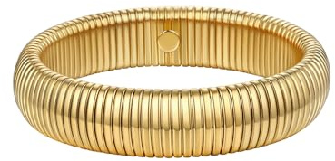 FOCALOOK Stretch Armband Damen Mädchen Armreif Edelstahl Elastisches Armband Schlange Armspange 16mm breit Schlangenarmband Schmuck Accessoire