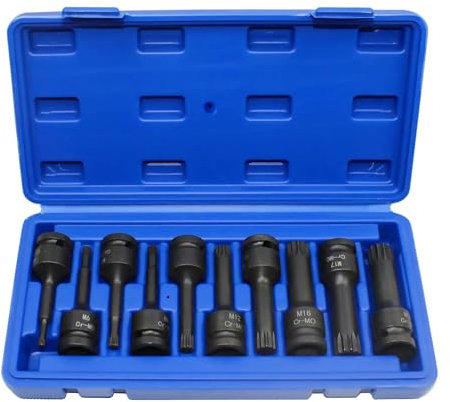 10 Pcs Torx Bit Socket Set, Coffret Douilles Torx Femelle M5-M19, Acier Clés à Douille Hexagonal Torx Socket Shank Tool Tournevis Bit Set, Clé Dynamométrique 1/2 Avec Boite Pour Stockage