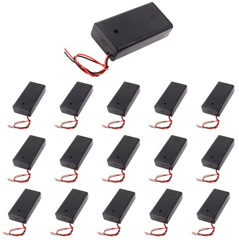 16 Stück 2X AA Batteriehalter 3V mit Kabel Schalter Batteriebox | Batteriefach für DIY Elektronik Arduino LED Projekte und kleine Geräte