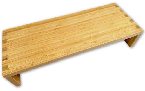 OSCO Bamboo Monitor Stand Riser – Fully Assembled Screen Shelf with Keyboard Storage – Desktop Riser – MOSO Bamboo Elevates Monitor for Ergonomic Setup, 50×19.5×10 cm
