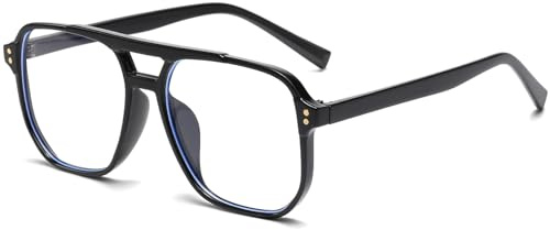 YAMEIZE Blue Light Blocking Glasses for Women Men Pilot Square Computer Screen Blue Light Filter Blocking Glasses Anti Glare
