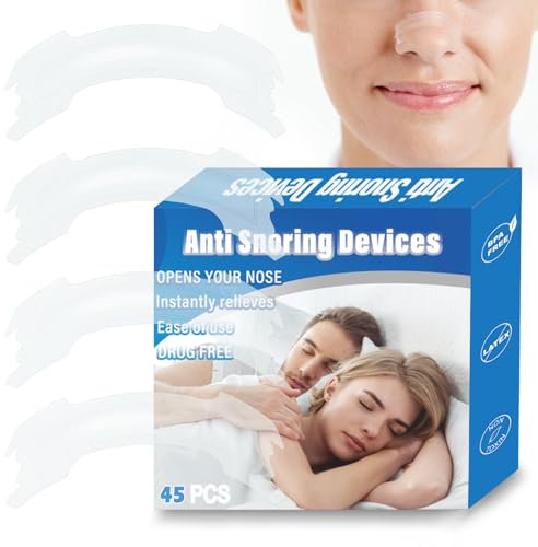 Nasenpflaster gegen Schnarchen 45 Stück Nasenstrips-Anti Schnarch-Nasenstreifen Nasal Strips für Sport-Transparent Nose Strips für Verstopfter Nase, Effektive Nasenpflaster Schnarchen Besser Atmen