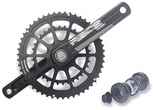 HZXQCVB Rennrad-Kurbelgarnitur Integriert Hohl 170mm Kurbelarm-Satz Aluminium-Legierung Fahrradkurbeln Mit 34/50T GXP Doppelkettenblatt Und Tretlager