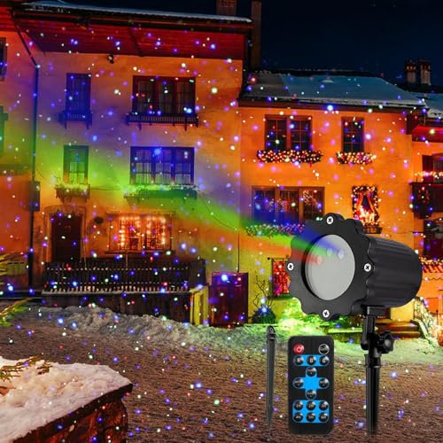 WUCIOA Outdoor Star Projector, Outdoor Projection Light with Remote Control, 180° Movable, IP65 Waterproof Christmas Projector Red Green Blue 3 Color Garden Lights for Halloween, Party