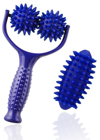 SKENGWEL Massageroller，Auswechselbare Massage Roller mit 3 Igelball Massageball,Massagegerät Fascia Ball，Massageball，Premium Igelball Fußmassage für Beine RüCken Arme Schultern Muskelschmerzen