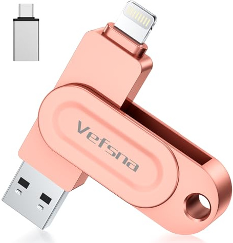 USB Stick für iPhone 256GB Apple Zertifizierter Lightning,Vefsna USB C Stick USB 3.0 Foto Stick,3 in 1 Photostick Backup Speichererweiterung für iPhone, iPad,OTG Android,PC