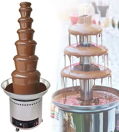 WOTZOV Macchina per fontane di Cioccolato Commerciale, Fontana elettrica per fonduta di Cioccolato in Acciaio Inossidabile con Fusione a Caldo, Ideale per Formaggio, Salsa Barbe,7Tier
