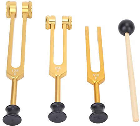 Ejoyous Stimmgabel, Stimmgabel Set Aluminiumlegierung Stimmgabel Therapie Heilinstrument für Klangtherapie 128 Hz 256 Hz 512 Hz (GOLD)