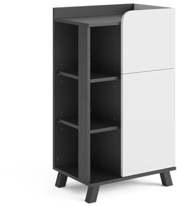 Vicco Midischrank Karen, Anthrazit/Weiß, 50 x 90 cm | mit Tür und Schublade, zur Aufbewahrung von Badutensilien und Handtüchern geeignet