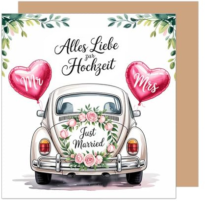 Edition Seidel Premium quadratische Glückwunschkarte zur Hochzeit mit Umschlag. Hochzeitskarte Grußkarte Karte für Mann & Frau Brautpaar liebe Wünsche Just Married (HQ160 SW025)