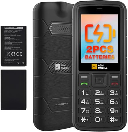 AGM M9 Basic Mobile Phone, 4G LTE Unlocked Dual SIM, 3 Card Slots/128GB TF Expand, Large Buttons & Font, Dual Battery, Speed Dial, FM Radio & Flashlight, IP68 Certified & Rugged Design