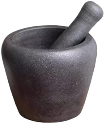 GTOULHH Pilon Mortier,épices Mortier en Pierre Ménager, Pilon, Broyeur, Tasse en Pierre Vintage Effriteuse(16x13cm)