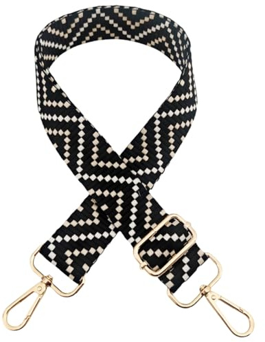 Justerbar väskrem för ombyte, bred axelrem för väskor kvinnor, 3,8 cm väskrem med karbinhake guld, axelrem för kvinnor modern crossbody, handväska, svart, 501