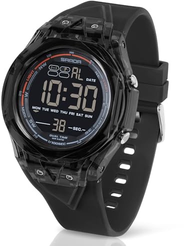 TICKEEN Montre pour Homme Montre Numérique Sport Montres Militaires étanches avec Alarmes/Compte à rebours/Chronomètre/éclairage/Sonnerie Horaire/Montre-Bracelet Militaire Multifonctionnelle (Noir)