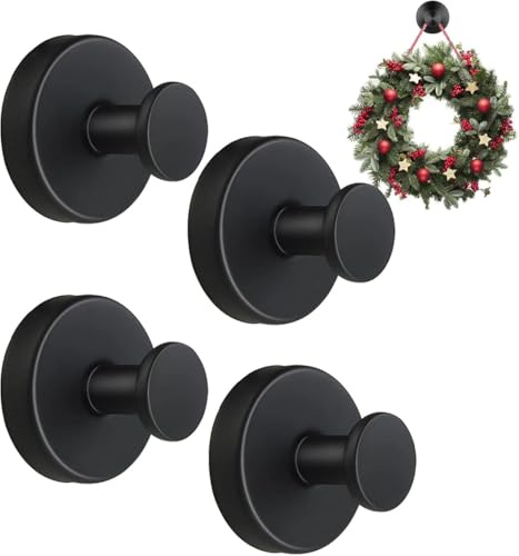 YUANQIAN Suction Cup Hooks for Wreaths on Glass, Waterproof No-Drill Shower Hooks for Towels, Robes, Coats, Wreaths,Wall Mount Hook for Bathroom, Kitchen and Wreath Hanger for Front Door