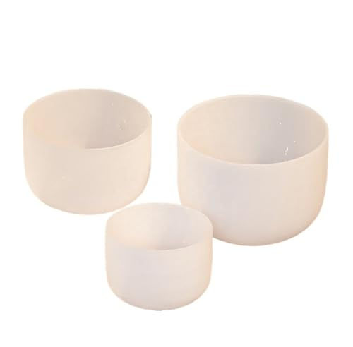 Kristall-Klangschale Kristallquarz-Schale, weiß, handgefertigt, Klangheilung, Klangschale, Yoga, Meditation, Massage-Zubehör(7IN)