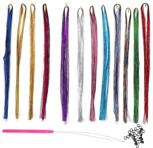 CLISPEED Hair Extensions Glitter Strings for Hair Clip in Extensions Add Sparkle to Look for Special Occasions