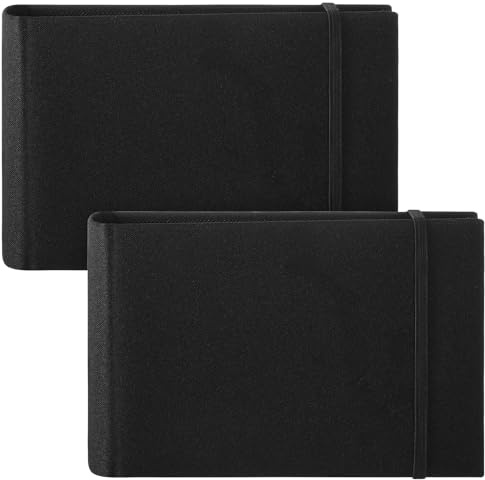 2 Pack Small Photo Albums, 6x4 Slip In Photo Albums 200 Photos Mini Flip Photo Book Album Portable Linen Cover Memory Book with Linen Cover for Baby Wedding Holiday Family Birthday Travel(Black)