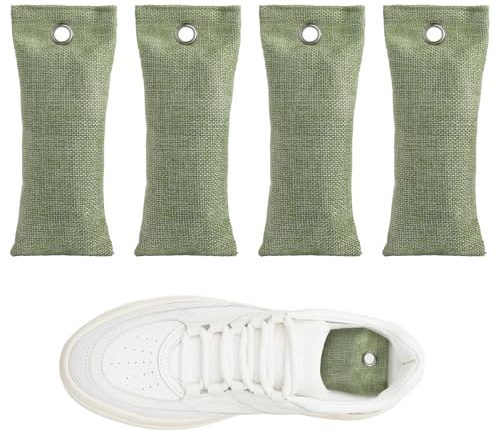 4 pezzi di carbone attivo per la rimozione degli odori, sacchetto naturale per la pulizia dell'aria, cuscino per scarpe con bambù, sacchetto per depuratore d'aria in bambù carbone attivo, odore dei