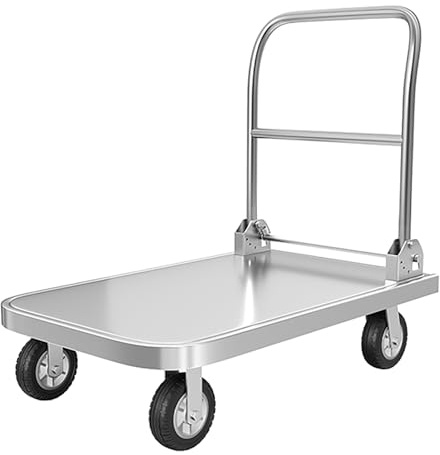202 Edelstahl Klappbarer Plattformwagen, Schwerlastwagen mit Rädern, hohe Tragfähigkeit, ideal für Fabriken, Lager, Baustellen (X-Large)