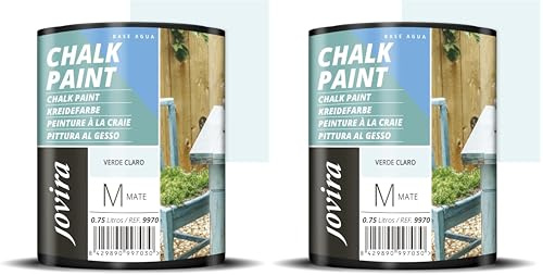 JOVIRA PINTURAS Pintura Tiza - Chalk Paint al Agua Mate. Renueva tus muebles con creatividad. (750 Mililitros, Verde Claro) C-26 (Paquete de 2)