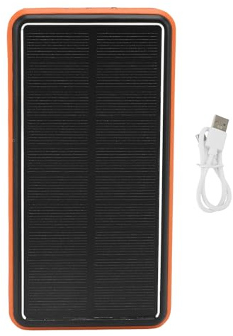 HEEPDD Solar Power Bank 50000mAh, Caricabatteria Portatile in Lega di Alluminio con Luce da Campeggio a LED e Ricarica Rapida, per Viaggi D'emergenza in Campeggio All'aperto (ORANGE)