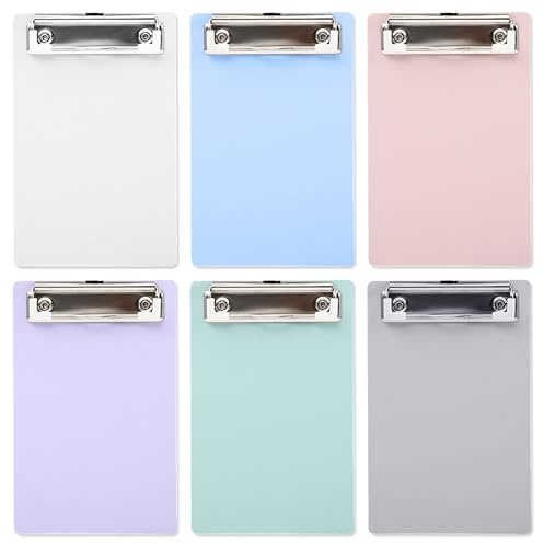 6 Stück Mini Klemmbrett A6, 18,5 x 12 cm Kunststoff Kleine Klemmbrett, 6 Farben Mini Klemmbretter Clipboard mit Metallclip für Büro Notizblock Restaurant Memo