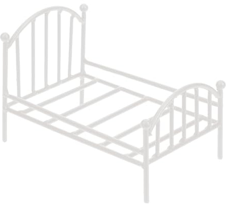 Miniatur-Metallbett – Vintage-Puppenmöbel aus Metall | Modellbett im Maßstab 1:12, antikes Design für Hotelzimmer, Sammler-Display, Kinderzimmer, eigenständige Dekoration