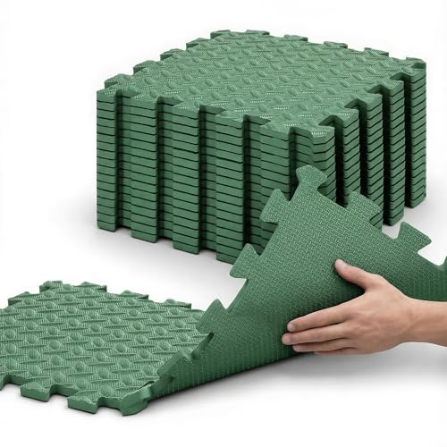Haulcove Interlocking Exercise Mat, EVA Foam Gym Flooring Tiles, Non-Slip Workout Floor Mat for Home Gym, 12.6 x 12.6 x 0.4, 18 Tiles, 18 Sq Ft