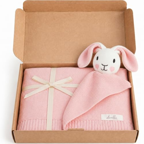 Livella 2-in-1 Babydecke & Kuscheltuch Hase – 75x100 cm, 100% Bio-Baumwolle | mit Geschenkbox, Babydecke, Kuscheltuch & Kuscheltier in einem, weich, atmungsaktiv, GOTS & OEKO-TEX 100 zertifiziert