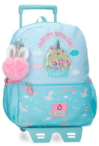 Enso Unicorn Paradise Mochila Escolar con Carro Turquesa Azul 30x38x12 cm Poliéster 13,7L