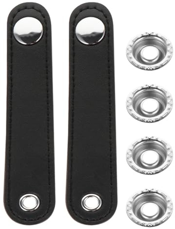 HOMOCONO 2 Stück Schwarze Akkordeon Gurtverlängerungen aus Pu Leder mit Universellem Design und Vielseitiger Größe für Sicheren Halt Am Akkordeon Balg