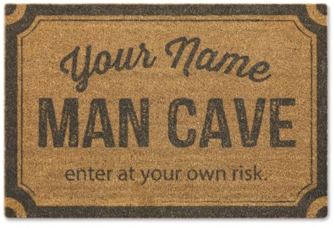 A1 Graphics Ltd Custom Man Cave Brush Doormat Printed Door Mat Personalised Welcome Mat Funny Man Cave Doormat Dad Gift Entrance Mat