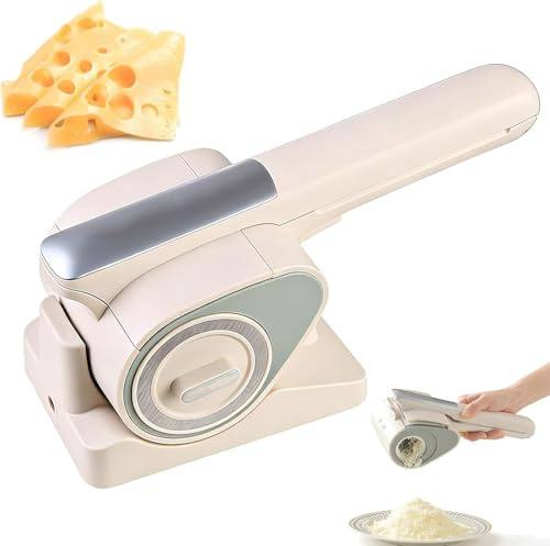 Rallador de queso eléctrico inalámbrico, triturador giratorio recargable con 2 tambores para parmesano, chocolate, verduras, 2 kg por carga, cortador de cocina de mano