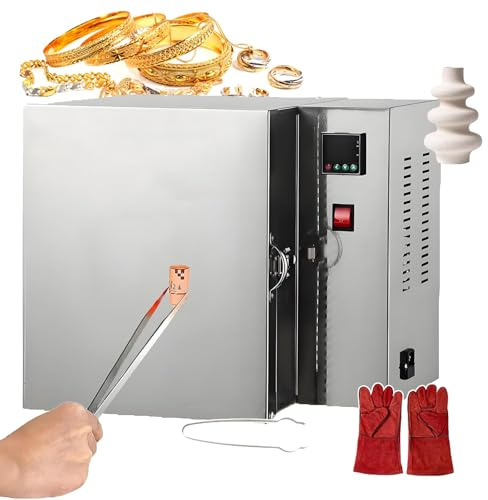 Forno elettrico per ceramica da 1500 W, forno a muffola da banco per fusione, temperatura massima 800 °C, con sistema di aspirazione, guanti e pinze, per la creazione,A
