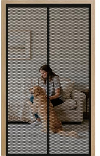 Mosquitera Puerta 68 x 171 cm Magnético Automático, Taladrar Fácil de Instalar Mantiene, Antimosquitos, Cortina Mosquiteras para Puerta Exterior para Balcón, Negro