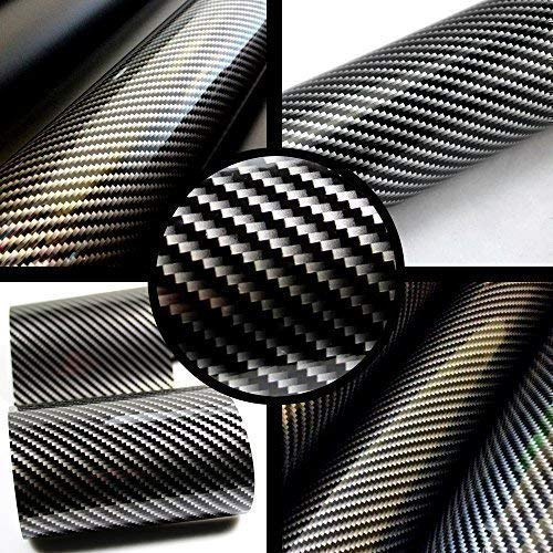 TipTopCarbon 6,57€/m² Autofolie Carbon 2D schwarz 3m x 1,52m BLASENFREI Auto Folie mit Luftkanälen 3D Flex