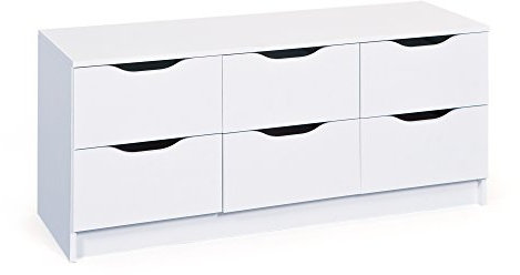 Inter Link – Kommode – 6 Schubladen – Schubladenschrank – Beistellschrank – Sideboard – Melaminbeschichtet – Weiß – Schubladen mit Griffmulden – Westphalen 6