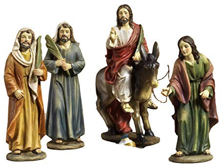 Paben Articoli Religiosi: 4 Figuren, Jesus Einzug in Jerusalem, Deko oder für Weihnachstkrippe, Höhe 14 cm