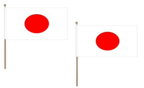 Drapeau Japon 45x30cm HAMPE en bois - LOT DE 10 Drapeaux japonais 30 x 45 cm - AZ FLAG