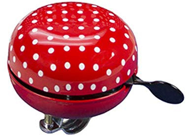 Fischer Timbre para Bicicleta Maxi con sujeción para Manillar, Color Rojo con Lunares Blancos, Talla única, 80 mm