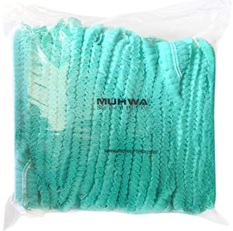 MUHWA Haarnetzkappen, 100 Stück, elastisch, Einheitsgröße, Grün, für Labor und Industrie