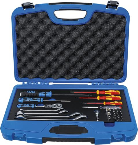 BGS 1433 | Sanitär-/Heizung Werkzeug-Satz | 29-tlg. | VDE bis 1000 V | Systemkoffer mit 1/3 EPE Schaumeinlage | Ratschenring-Maulschlüssel | Schraubendreher | Steckschlüssel | Bits & Adapter