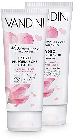 VANDINI Hydro Pflege Duschgel Damen mit Magnolienblüte & Mandelmilch - Duschgel für normale bis trockene Haut - veganes Duschgel für Frauen ohne Silikone, Parabene & Mineralöl (2x 200 ml)