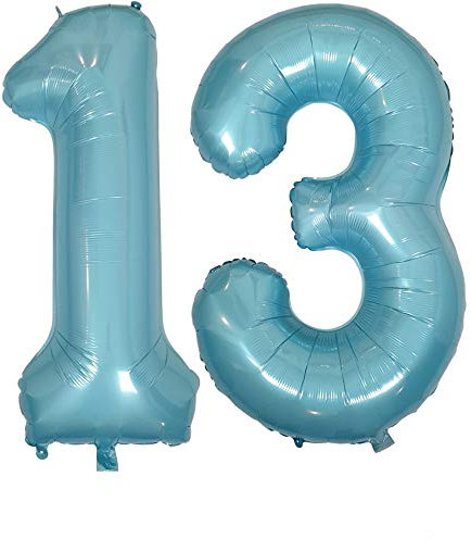 DIWULI Globos de Cumpleaños 13 Años XXL Azul - Número 13