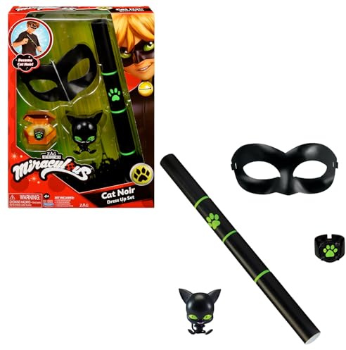 Bandai - Miraculous Ladybug - Verwandlungsset - Cat Noir - Superhelden-Kostüm und Accessoires - Kostüm für Kinder - P50603